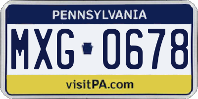 PA license plate MXG0678