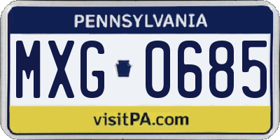 PA license plate MXG0685