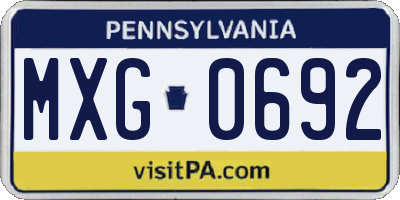 PA license plate MXG0692