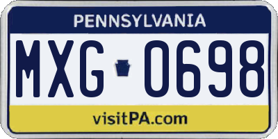PA license plate MXG0698