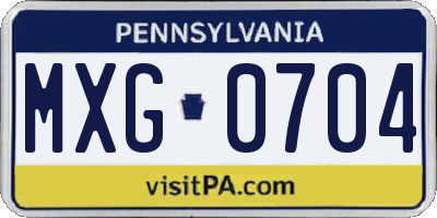 PA license plate MXG0704