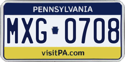 PA license plate MXG0708