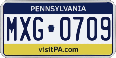 PA license plate MXG0709