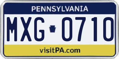 PA license plate MXG0710