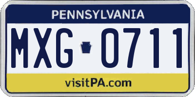 PA license plate MXG0711