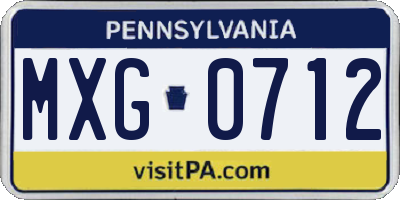 PA license plate MXG0712