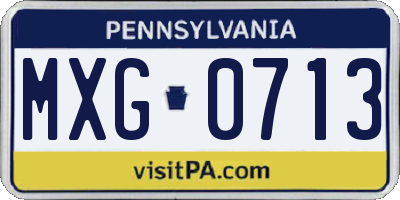 PA license plate MXG0713
