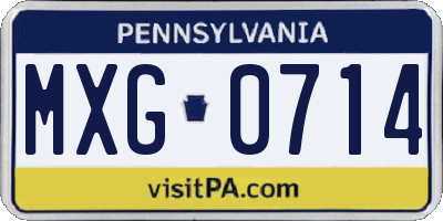 PA license plate MXG0714