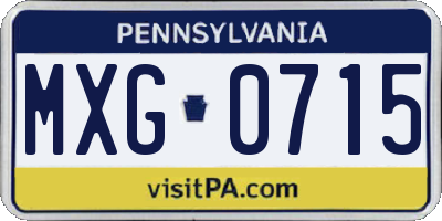 PA license plate MXG0715