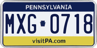 PA license plate MXG0718