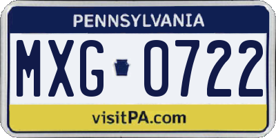 PA license plate MXG0722