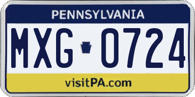 PA license plate MXG0724