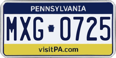 PA license plate MXG0725