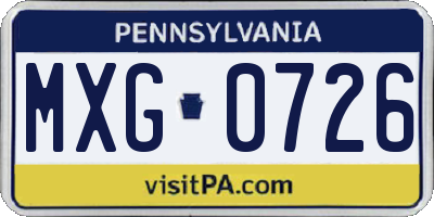 PA license plate MXG0726