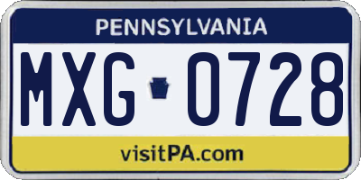 PA license plate MXG0728