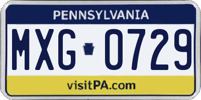 PA license plate MXG0729