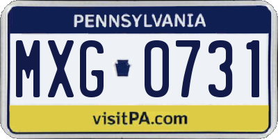 PA license plate MXG0731