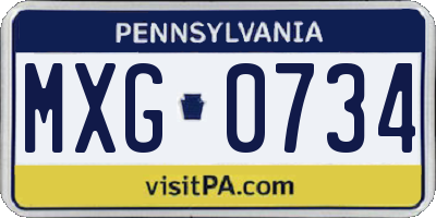 PA license plate MXG0734