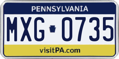 PA license plate MXG0735