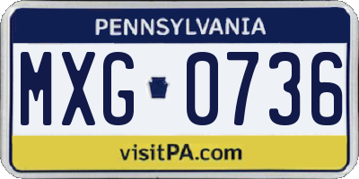 PA license plate MXG0736