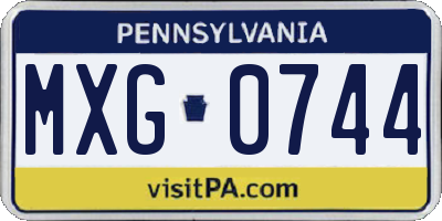 PA license plate MXG0744