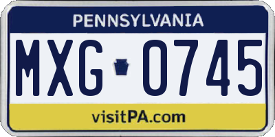 PA license plate MXG0745