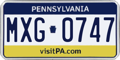 PA license plate MXG0747