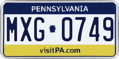 PA license plate MXG0749