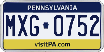 PA license plate MXG0752