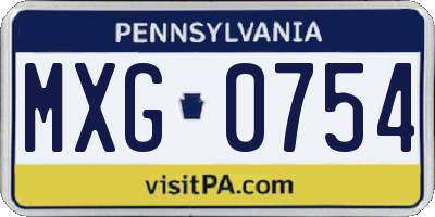 PA license plate MXG0754