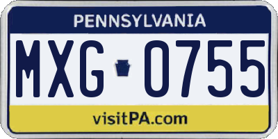 PA license plate MXG0755