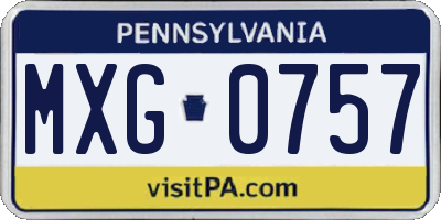 PA license plate MXG0757