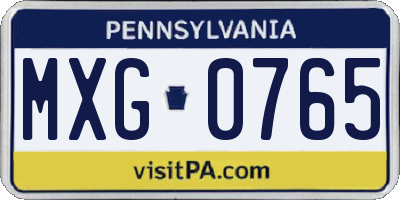 PA license plate MXG0765