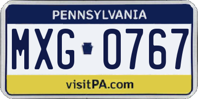 PA license plate MXG0767
