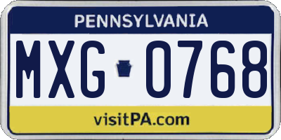 PA license plate MXG0768