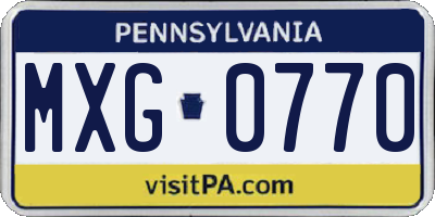 PA license plate MXG0770