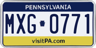 PA license plate MXG0771