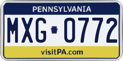 PA license plate MXG0772