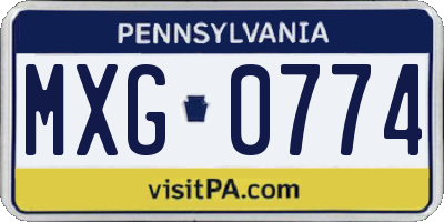 PA license plate MXG0774