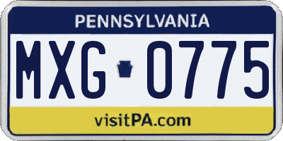 PA license plate MXG0775