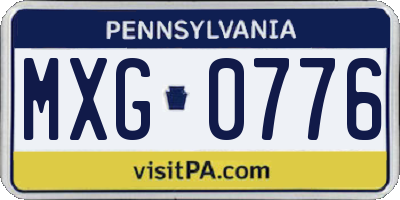 PA license plate MXG0776