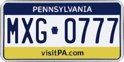 PA license plate MXG0777