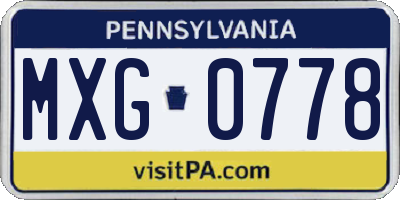 PA license plate MXG0778