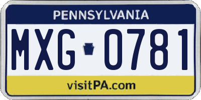 PA license plate MXG0781
