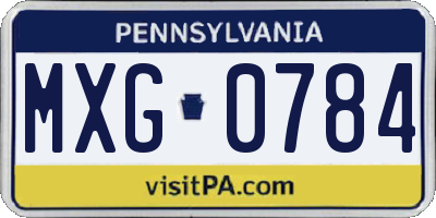 PA license plate MXG0784