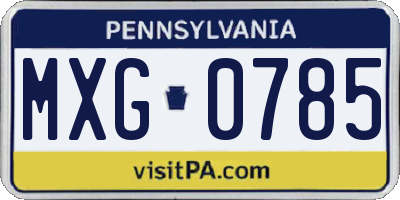 PA license plate MXG0785