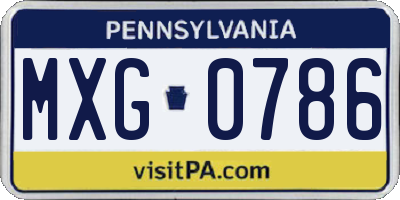 PA license plate MXG0786