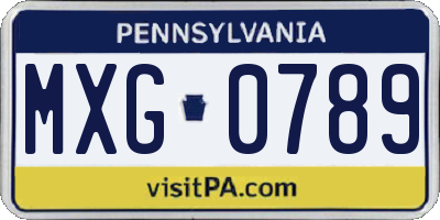 PA license plate MXG0789