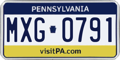 PA license plate MXG0791