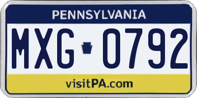 PA license plate MXG0792
